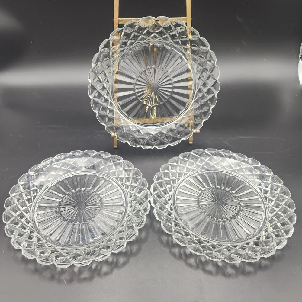 3 Anchor Hocking Waterford Waffle Clear 7” Salad Plate